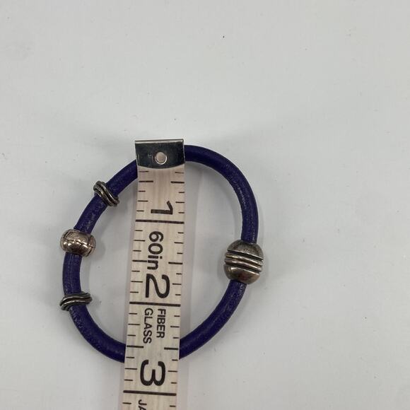 Purple leather Silvertone beaded bracelet - Picture 3 of 3